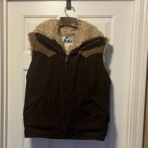 Vintage Woolrich Dark Brown and Cream Sherpa Vest